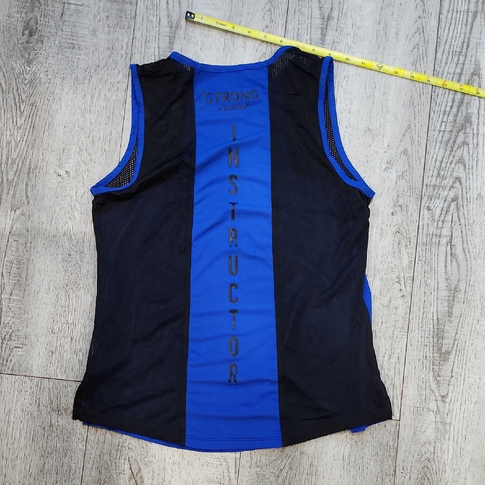 STRONG BY ZUMBA INSTRUCTOR  Fitness Vibrant Blue and Black Tank Top